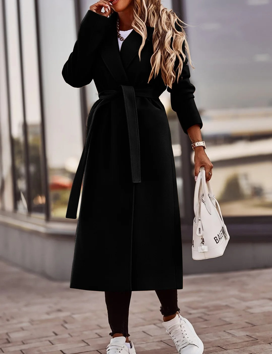 Kerr Manteau Femme en Laine Mélangée – Coupe Cache-Cœur Élégante avec Ceinture