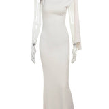 Winona Robe de Soirée Femme – Élégante Robe Longue Unilatérale Sans Manches au Design Uni