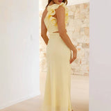 Shamine Robe de Soirée Femme – Longue Robe Asymétrique à Une Épaule avec Découpes Élégantes et Sans Manches