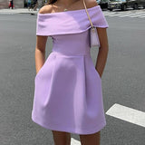 Haziel Robe de Cocktail Femme – Robe Patineuse Sans Manches avec Encolure Bateau, Ceinture & Coupe Élégante