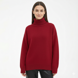Camille Pull Femme Col Roulé Oversize – Pull Chaud en Laine Mélangée avec Finitions Côtelées