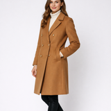 Charie Manteau Femme Long Tweed – Coupe Croisée Élégante, Double Boutonnage, Style Hiver