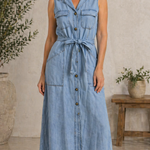 Susana - robe longue en denim sans manches pour femme - vue 3