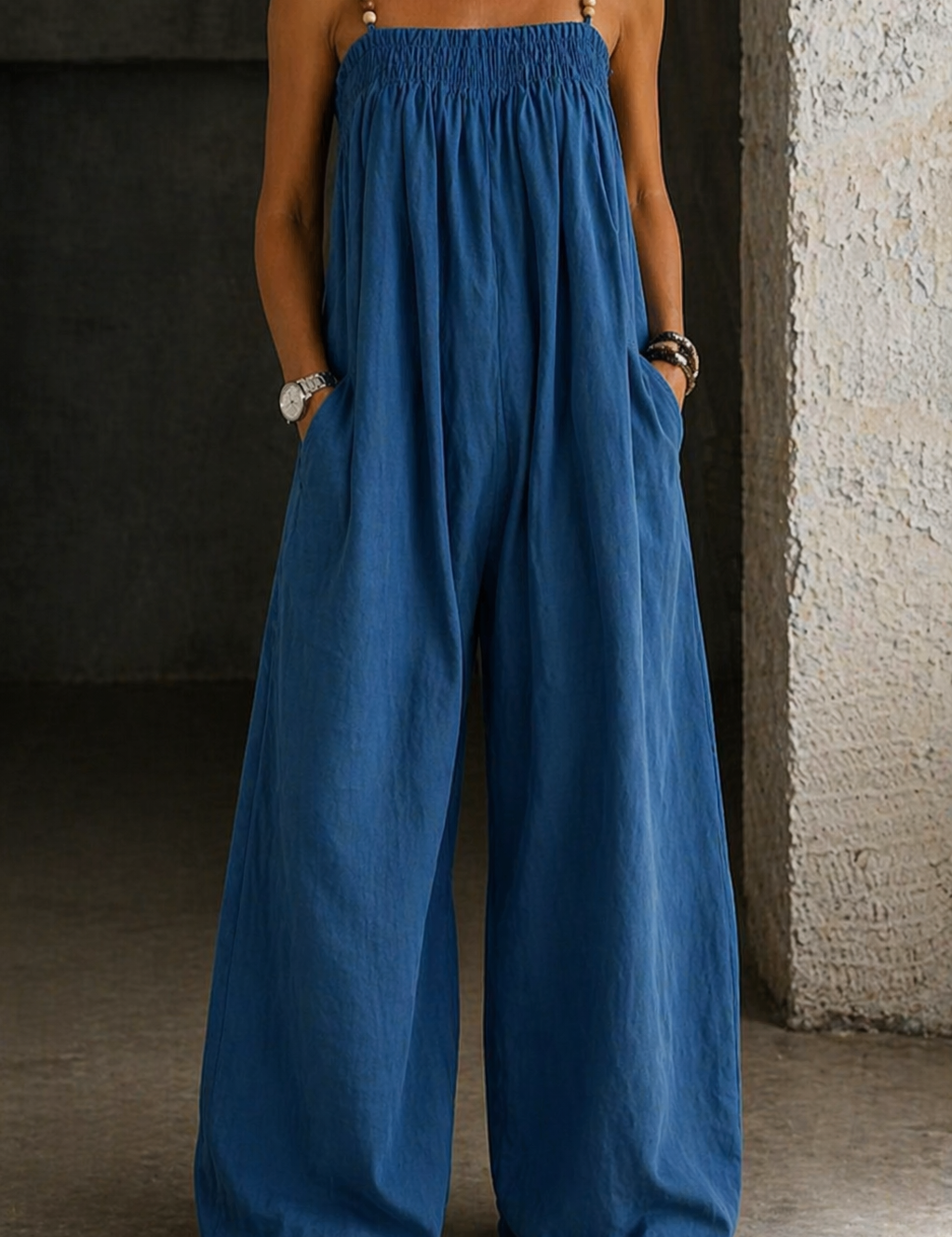 Monica - combinaison en denim à jambes larges pour femme