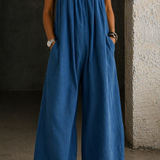 Monica - combinaison en denim à jambes larges pour femme