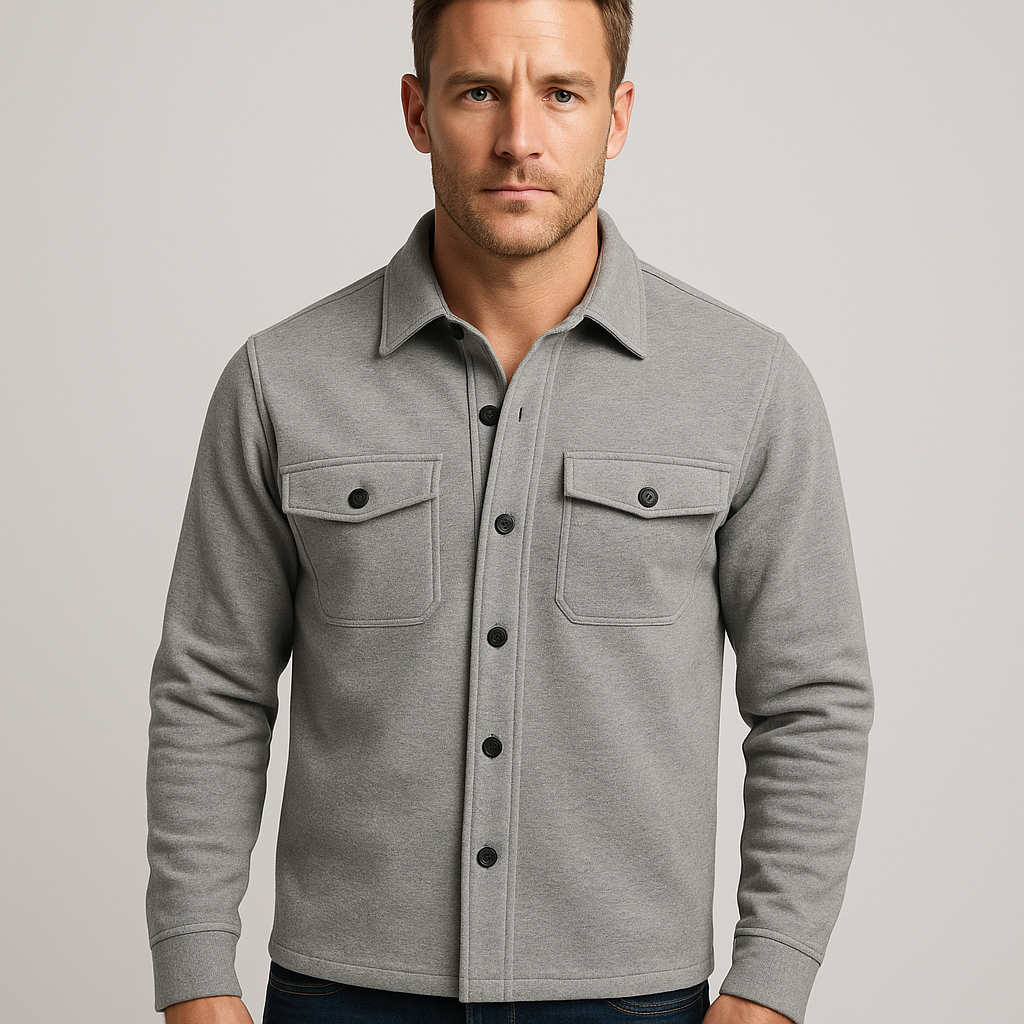 Noir Élan Overshirt Homme – Veste Chemise Casual Chic en Coton Mélangé Coupe Regular