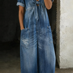 Naya - combinaison courte en denim à décolleté en V pour femme