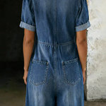 Naya - combinaison courte en denim à décolleté en V pour femme - vue 2