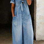 Naya - combinaison courte en denim à décolleté en V pour femme - vue 4