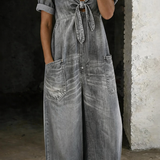 Naya - combinaison courte en denim à décolleté en V pour femme - vue 6