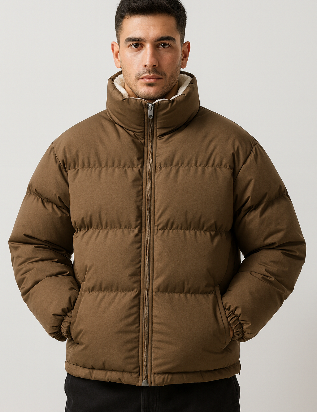 Milan Doudoune Homme avec Doublure Polaire – Veste Puffer Chaude d’Hiver