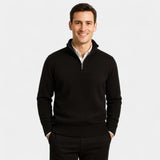 Archer Pull Homme Quart Zippé – Coton Mélangé Épais, Col Montant, Style Élégant Hiver