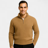 Archer Pull Homme Quart Zippé – Coton Mélangé Épais, Col Montant, Style Élégant Hiver