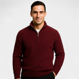 Archer Pull Homme Quart Zippé – Coton Mélangé Épais, Col Montant, Style Élégant Hiver