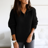 Mila Pull Femme Demi-Zip – Pull Maille Douce Coupe Droite avec Col Montant Élégant