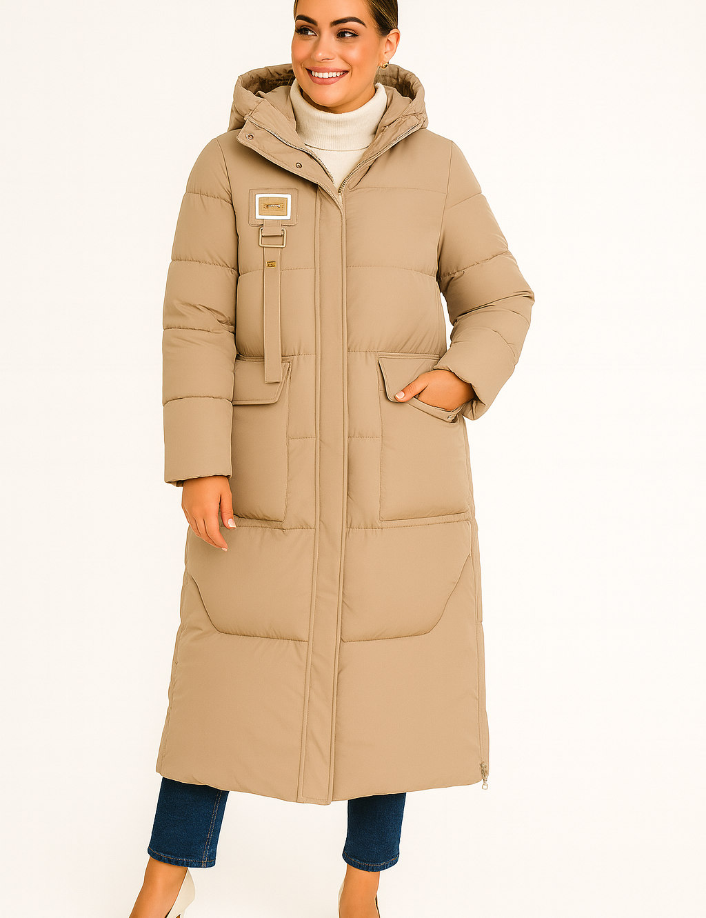 Jules Manteau Femme Matelassé Oversize Long – Doudoune Chaude avec Capuche & Coupe Ample