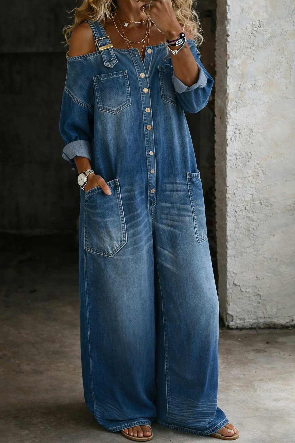 Sophia - salopette en denim à épaules dénudées pour femme - vue 4