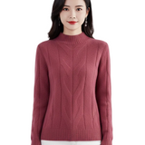 Cheena Pull Femme Texturé – Col Montant Élégant en Maille Chaude & Raffinée