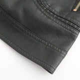 Janiyah Veste Femme en Cuir – Col Montant Chic, Fermetures Éclair & Style Moderne Élégant