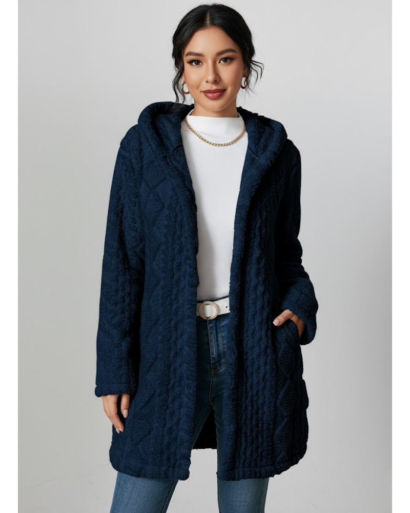 Coraline Cardigan Polaire Femme– Maille Épaisse, Texture Relief & Confort Hiver