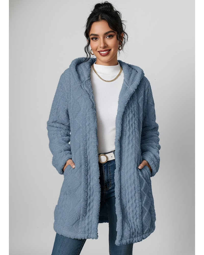 Coraline Cardigan Polaire Femme– Maille Épaisse, Texture Relief & Confort Hiver