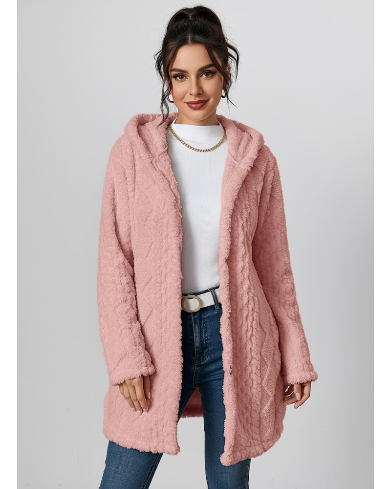 Coraline Cardigan Polaire Femme– Maille Épaisse, Texture Relief & Confort Hiver