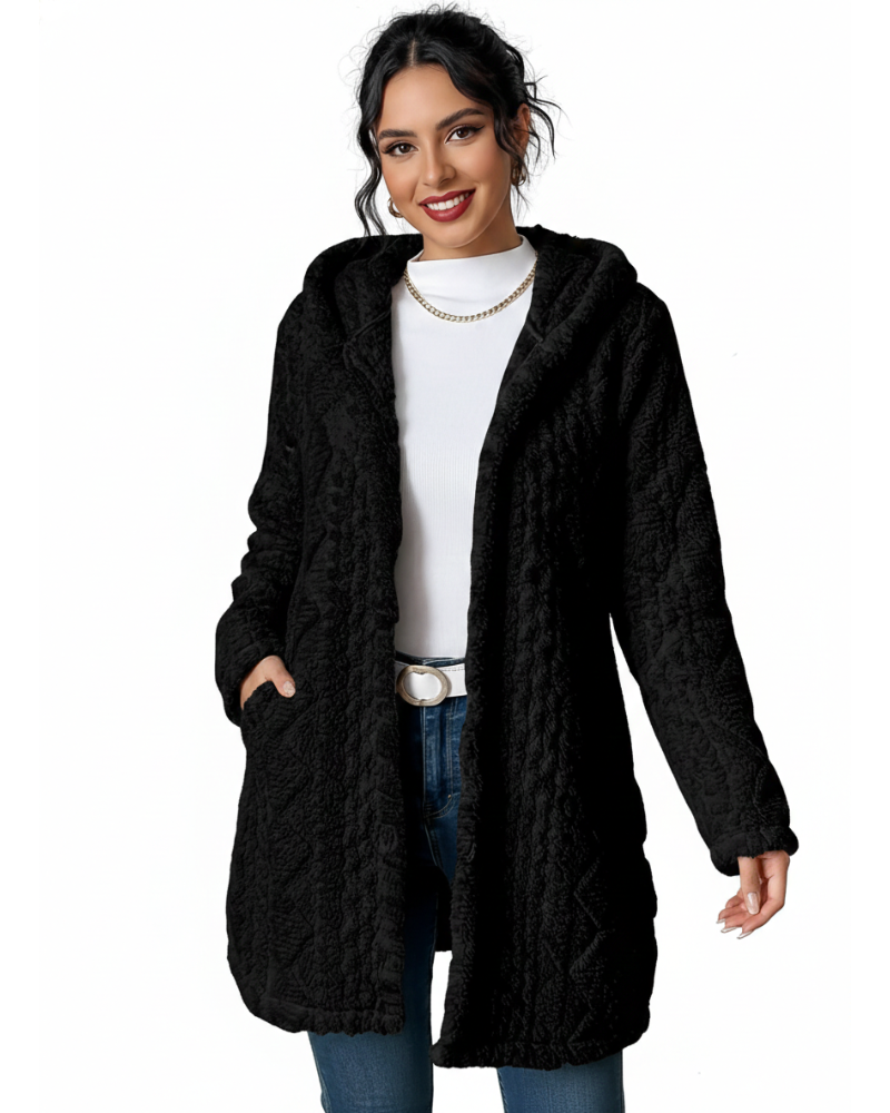 Coraline Cardigan Polaire Femme– Maille Épaisse, Texture Relief & Confort Hiver