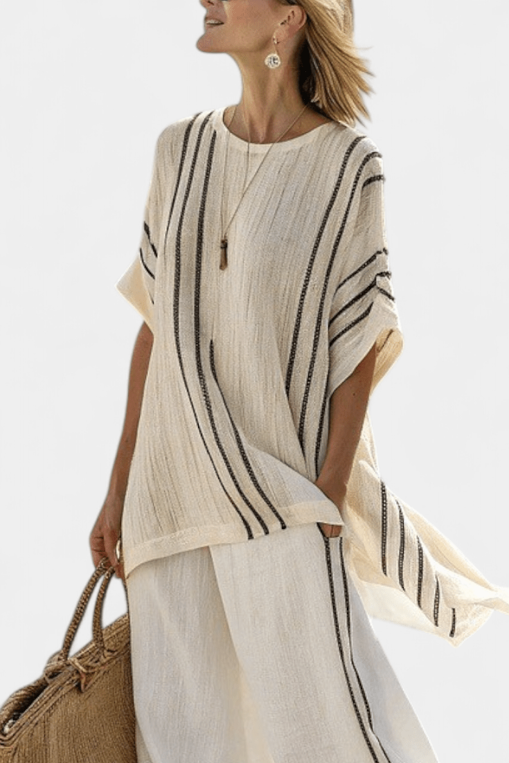 Marceline - Ensemble haut oversize rayé & pantalon palazzo