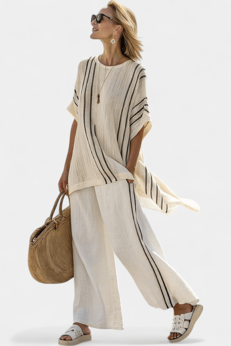 Marceline - Ensemble haut oversize rayé & pantalon palazzo