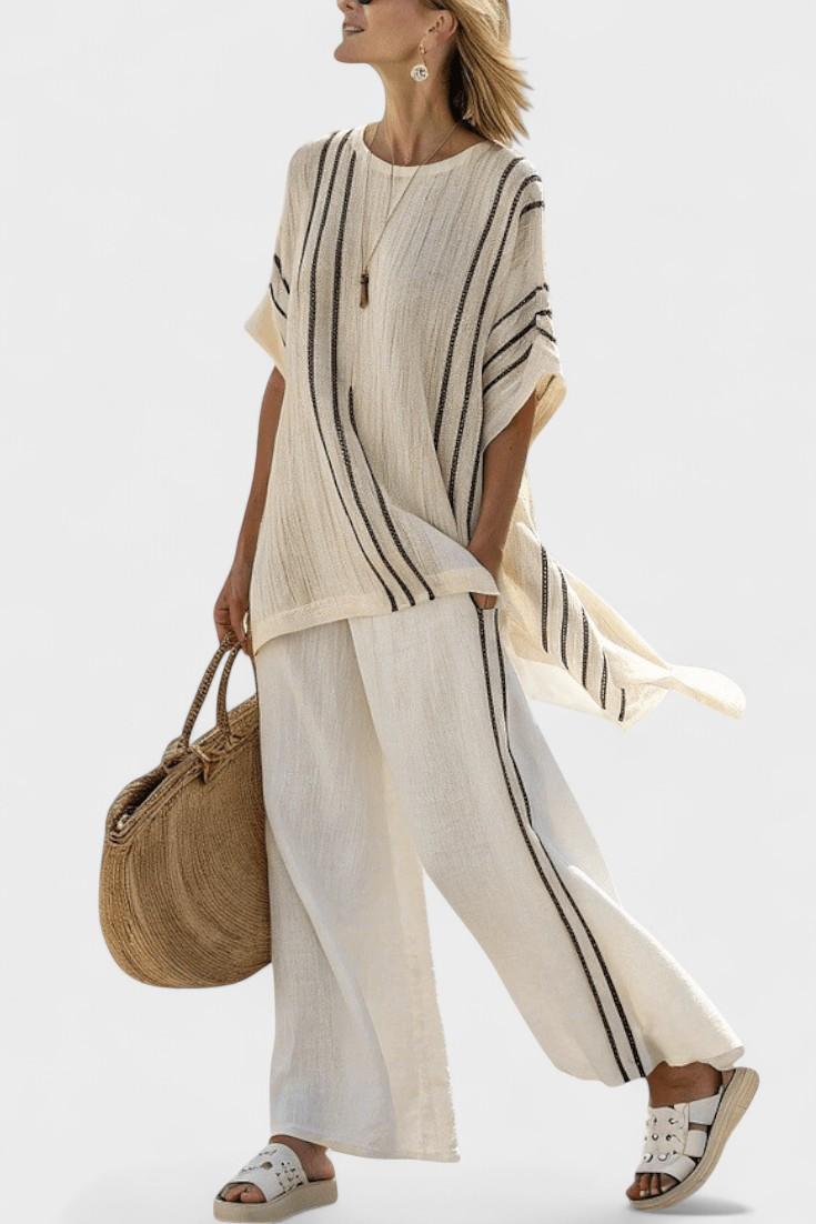 Marceline - Ensemble haut oversize rayé & pantalon palazzo