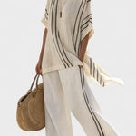 Marceline - Ensemble haut oversize rayé & pantalon palazzo