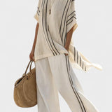 Marceline - Ensemble haut oversize rayé & pantalon palazzo