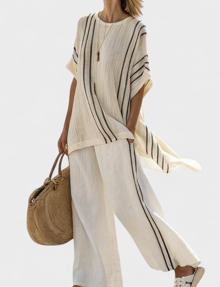 Marceline - Ensemble haut oversize rayé & pantalon palazzo