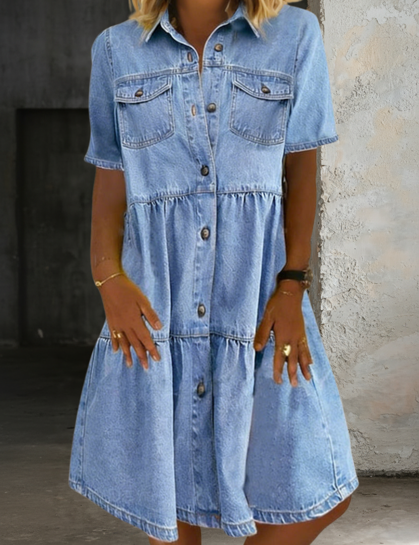Sofía - robe midi en jean décontractée pour femme - vue 2