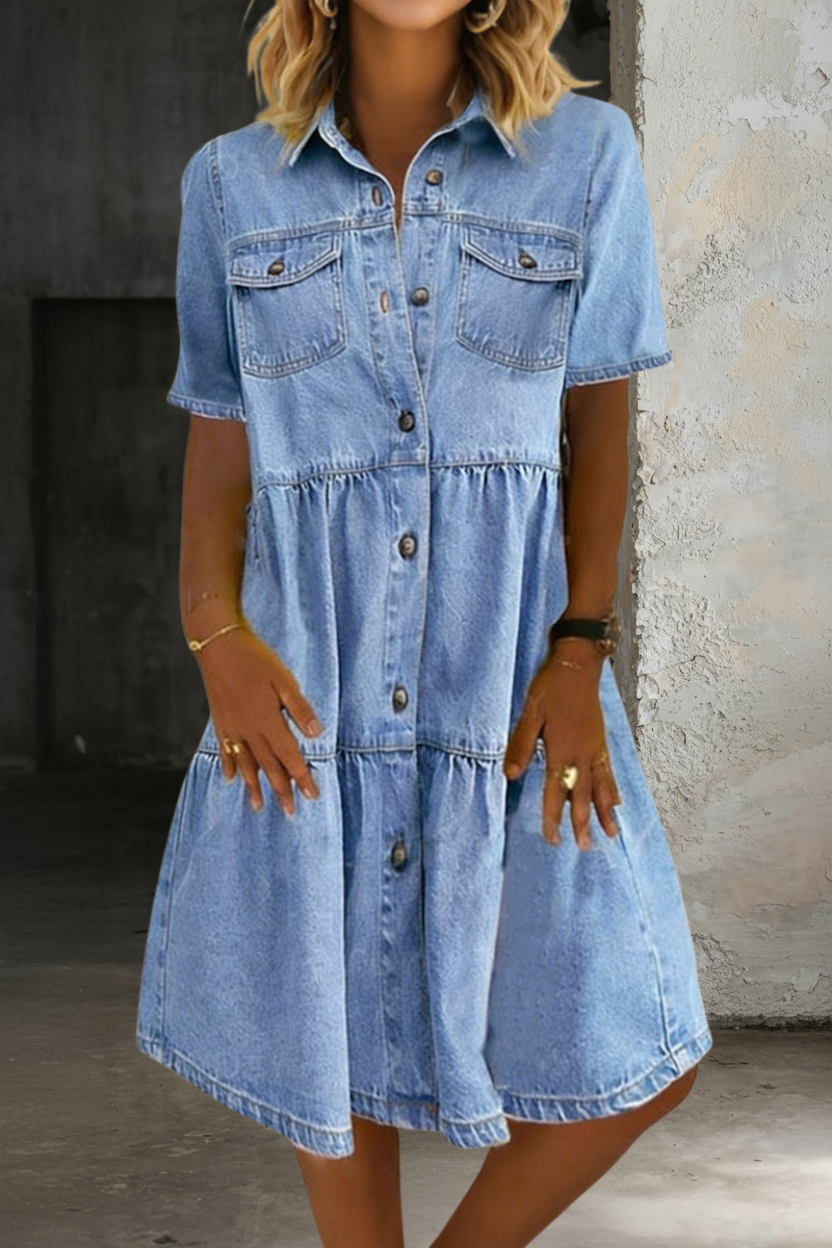 Sofía - robe midi en jean décontractée pour femme - vue 2