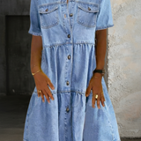Sofía - robe midi en jean décontractée pour femme - vue 2