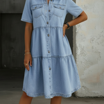 Sofía - robe midi en jean décontractée pour femme