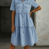 Sofía - robe midi en jean décontractée pour femme