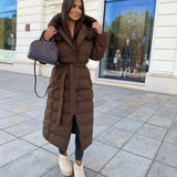 Eleva Manteau Long Femme – Veste Hiver Chaude Déperlante avec Capuche & Coupe Élégante