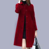 Analia Manteau Femme Élégant – Long Classique avec Col Chic, Boutons & Coupe Confortable