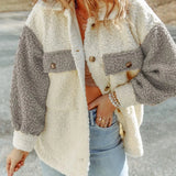 Amei Veste Sherpa Femme – Veste Chaude à Boutons avec Coupe Relax & Design Contrasté