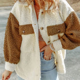 Amei Veste Sherpa Femme – Veste Chaude à Boutons avec Coupe Relax & Design Contrasté