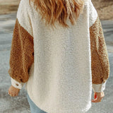 Amei Veste Sherpa Femme – Veste Chaude à Boutons avec Coupe Relax & Design Contrasté