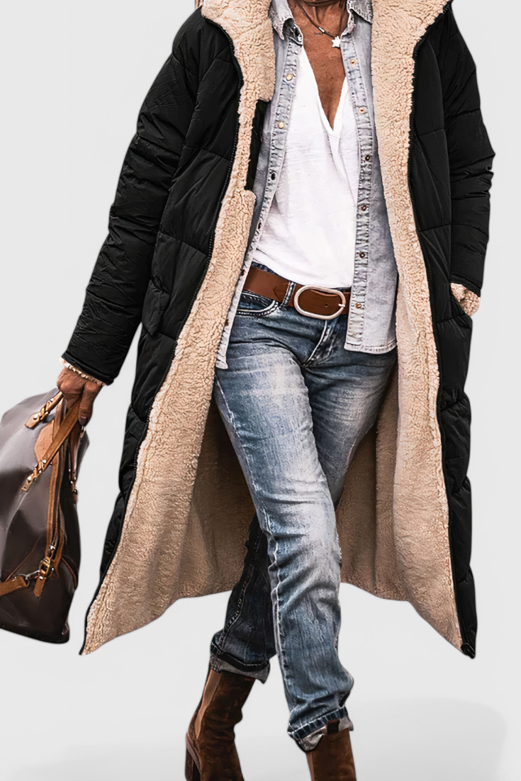 Mireille - Manteau long douillet à capuche