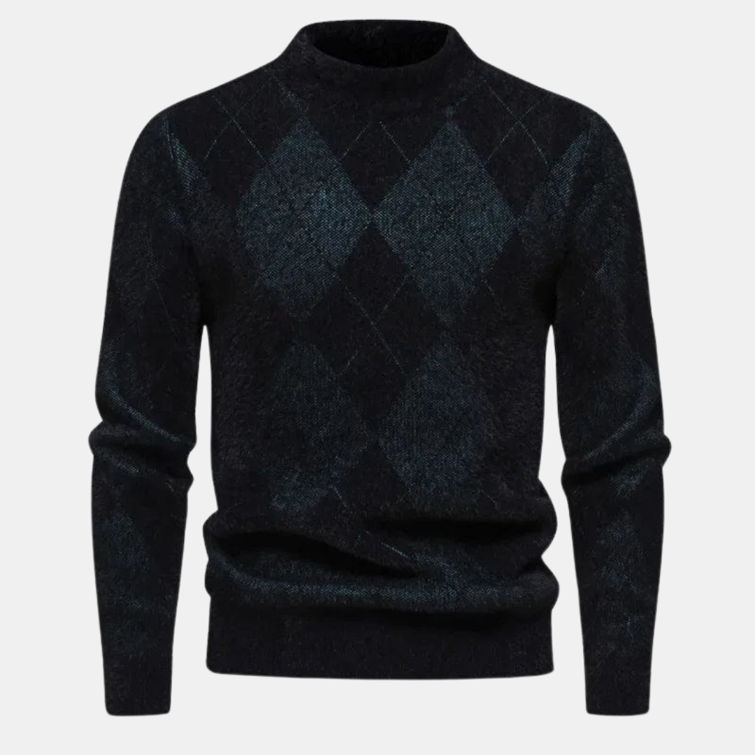 Mick Pull Homme Motif Carreaux – Tricot Classique en Laine Mélangée Élégante