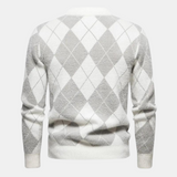 Mick Pull Homme Motif Carreaux – Tricot Classique en Laine Mélangée Élégante