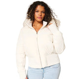 Virgie Cropped Puffer Veste Femme – Doudoune Courte avec Col en Fausse Fourrure