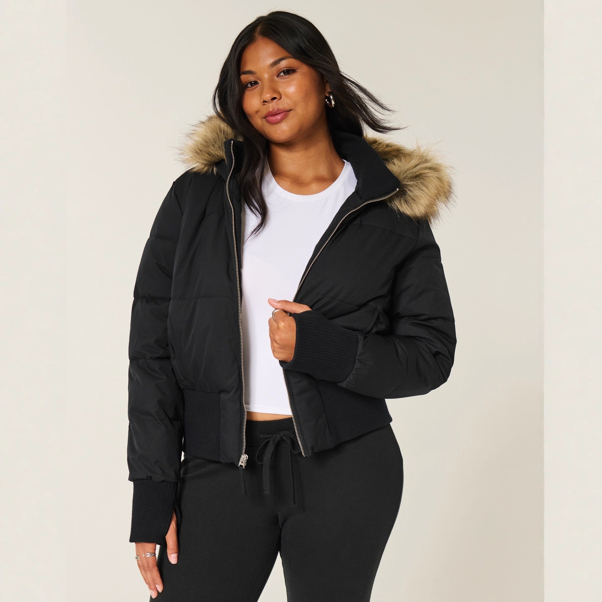 Helena Manteau Hiver Femme – Veste Chaude avec Capuche Amovible et Col Fourrure Élégant