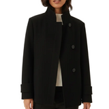 Eliza Veste Courte Femme en Laine Mélangée – Col Haut Structuré & Élégance Moderne