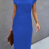 Mylène Robe Midi Femme – Élégante Coupe Flatteuse & Col Rond, Disponible en Plusieurs Couleurs